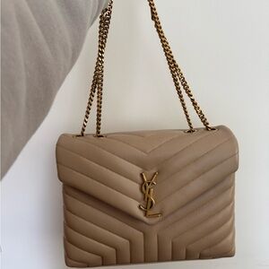 Yves Saint Laurent Tan Quilted Chain Shoulder Bag